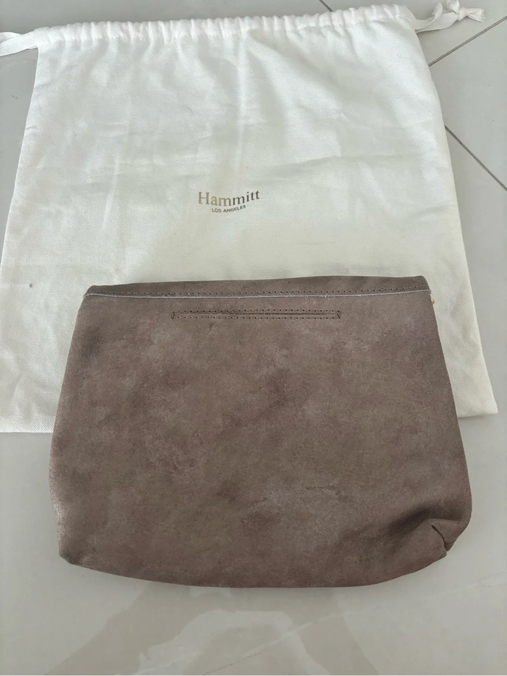 Hammitt Fold-Over Suede Crossbody Bag in Taupe